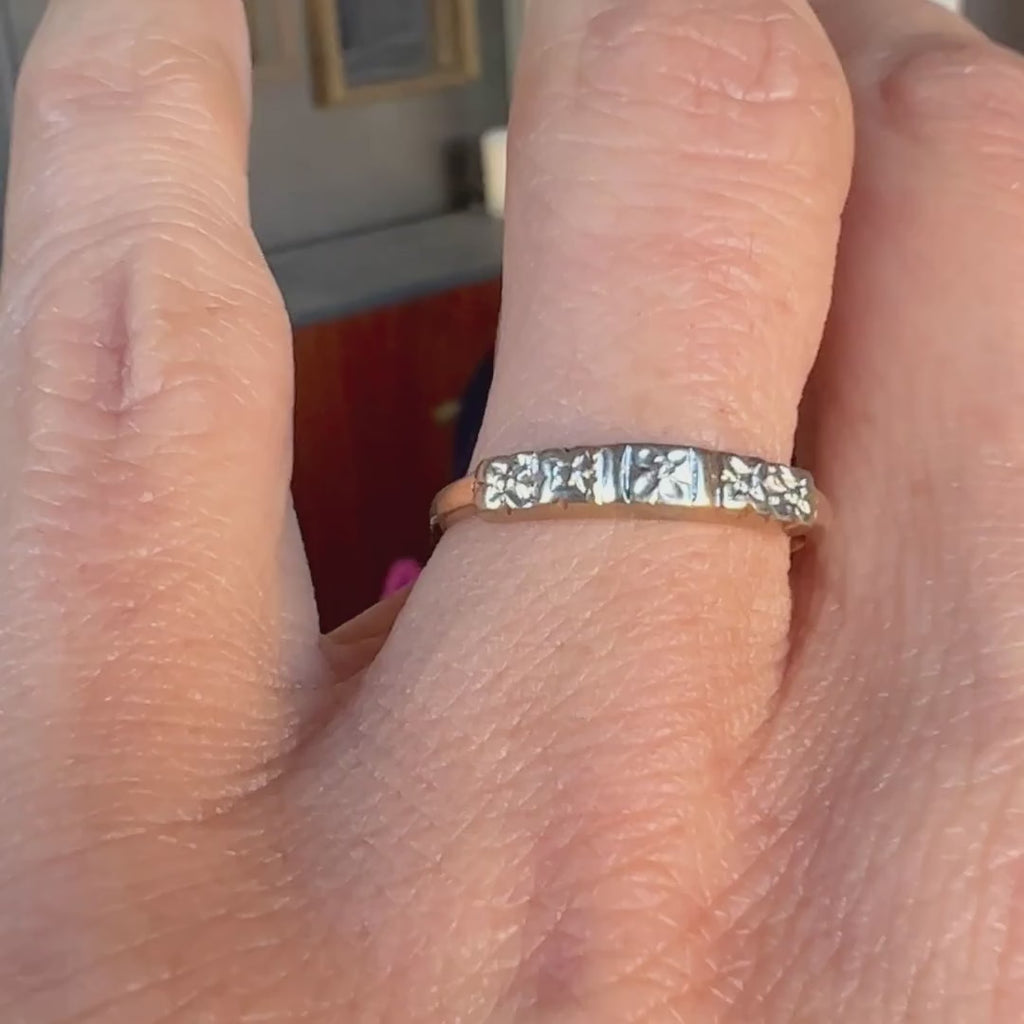 Vintage Floral Patterned Wedding Band Ring sold by Doyle and Doyle an antique and vintage jewelry boutique