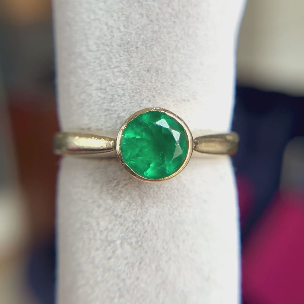 Vintage Round Emerald Ring, sold by Doyle & Doyle antique and vintage jewelry boutique
