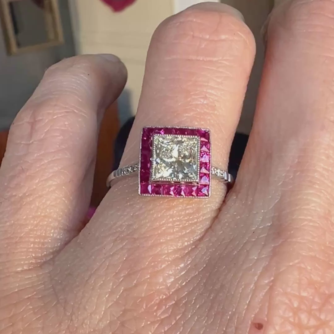 Diamond & Ruby Engagement Ring, 1.01ct sold by Doyle and Doyle an antique and vintage jewelry boutique