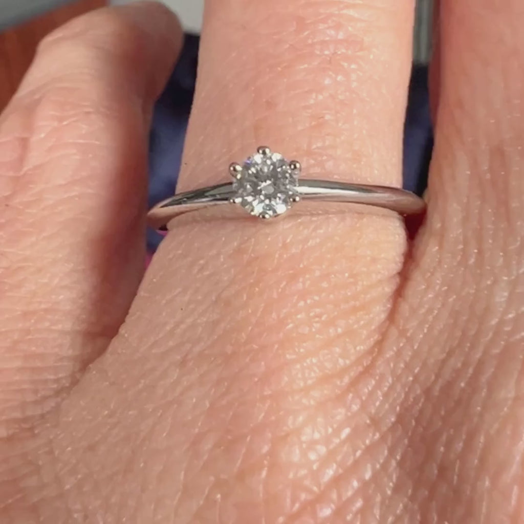 Vintage Tiffany & Co Engagement Ring, RBC 0.19ct. sold by Doyle and Doyle an antique and vintage jewelry boutique