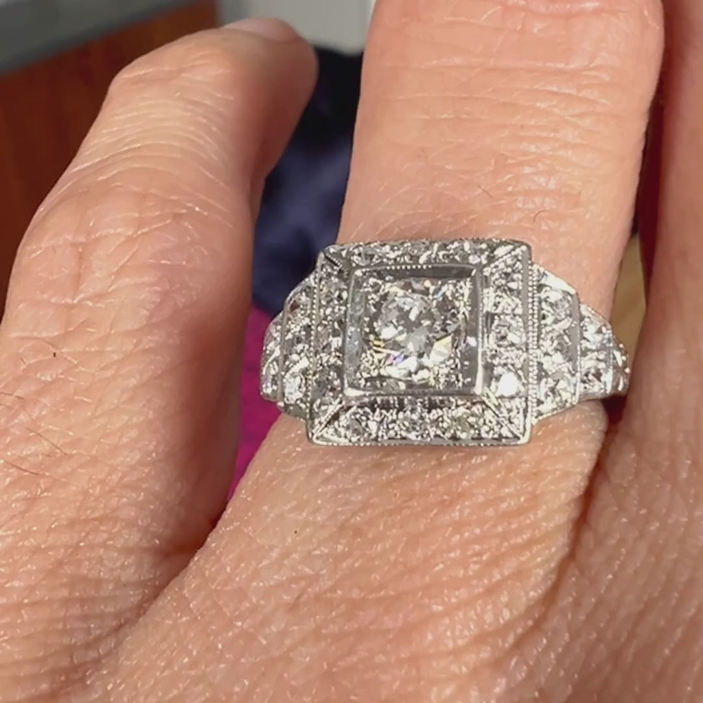 Art Deco Diamond Engagement Ring, Old Euro 0.25ct sold by Doyle and Doyle an antique and vintage jewelry boutique