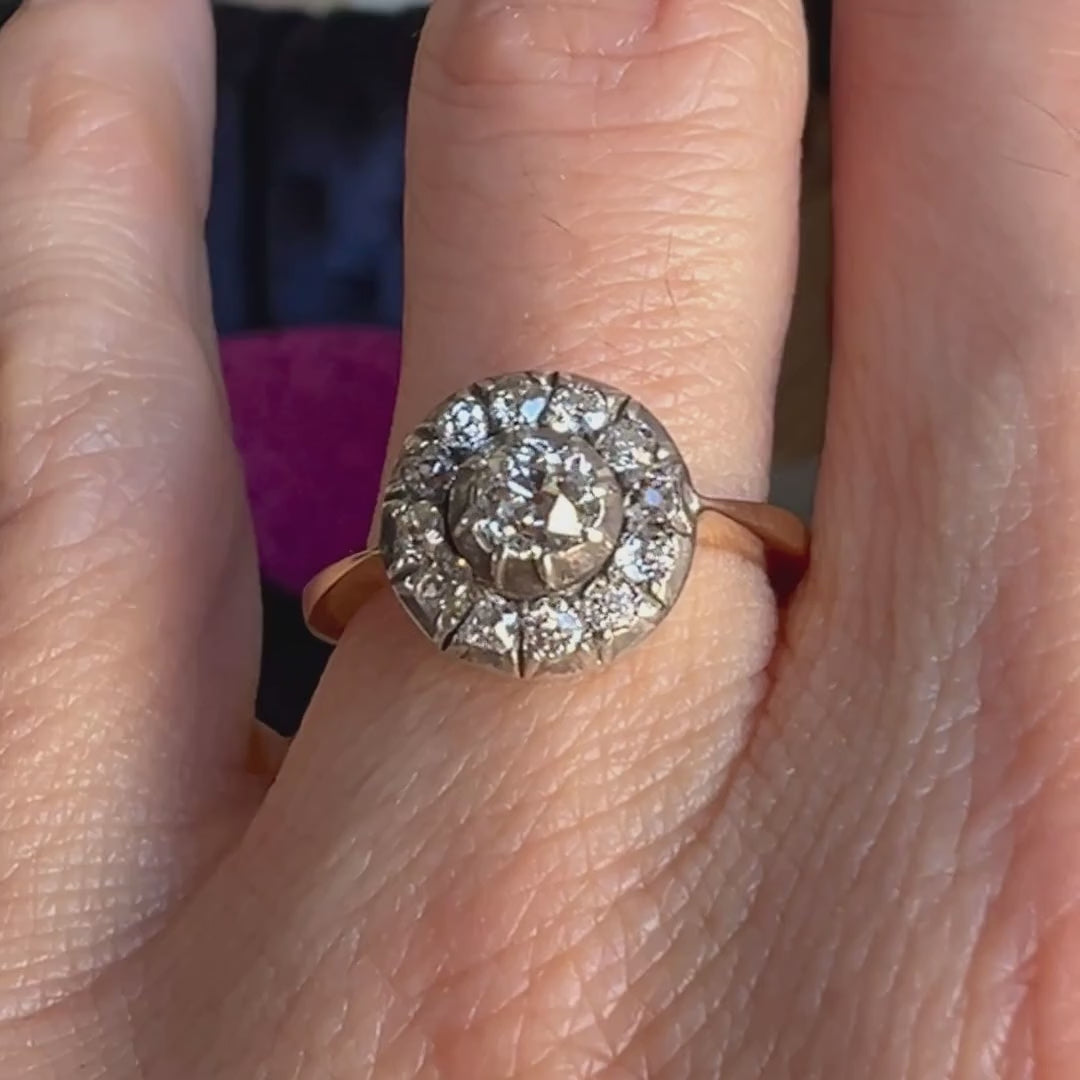 Antique Diamond Cluster Ring sold by Doyle and Doyle an antique and vintage jewelry boutique