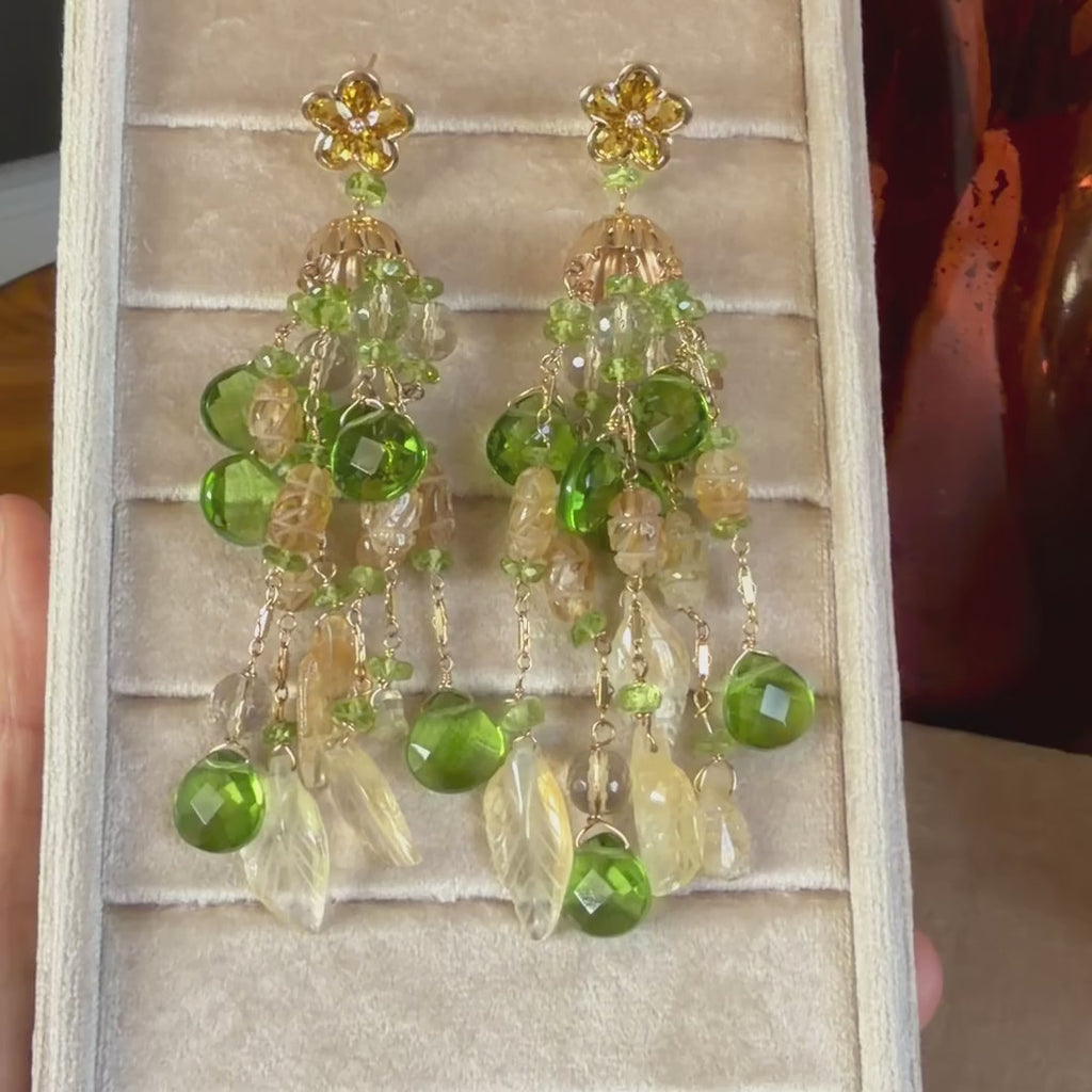 Vintage Peridot & Citrine Drop Earrings sold by Doyle and Doyle an antique and vintage jewelry boutique