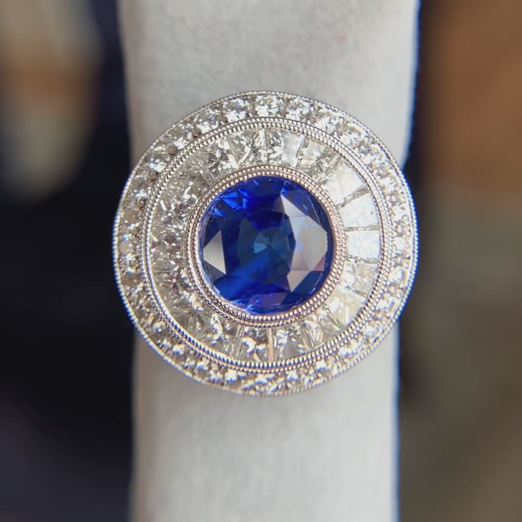 Estate Ceylon Sapphire and diamond ring, sold by Doyle & Doyle antique and vintage jewelry boutique