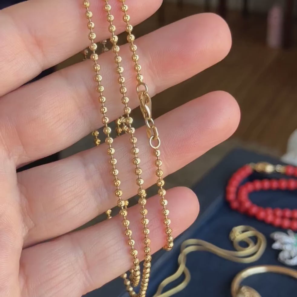 Vintage Embossed Gold Ball Chain, sold by Doyle & Doyle antique and vintage jewelry boutique