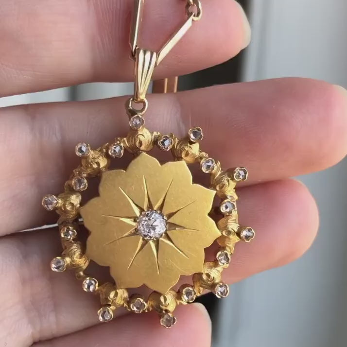 Victorian Gold and Diamond Medallion Pendant, from Doyle & Doyle antique and vintage jewelry boutique