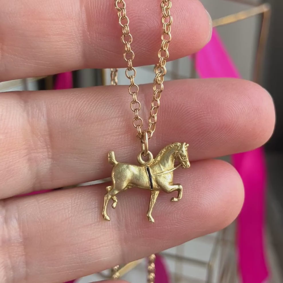 Vintage Gold Horse Pendant/ Charm, sold by Doyle & Doyle antique and vintage jewelry boutique 
