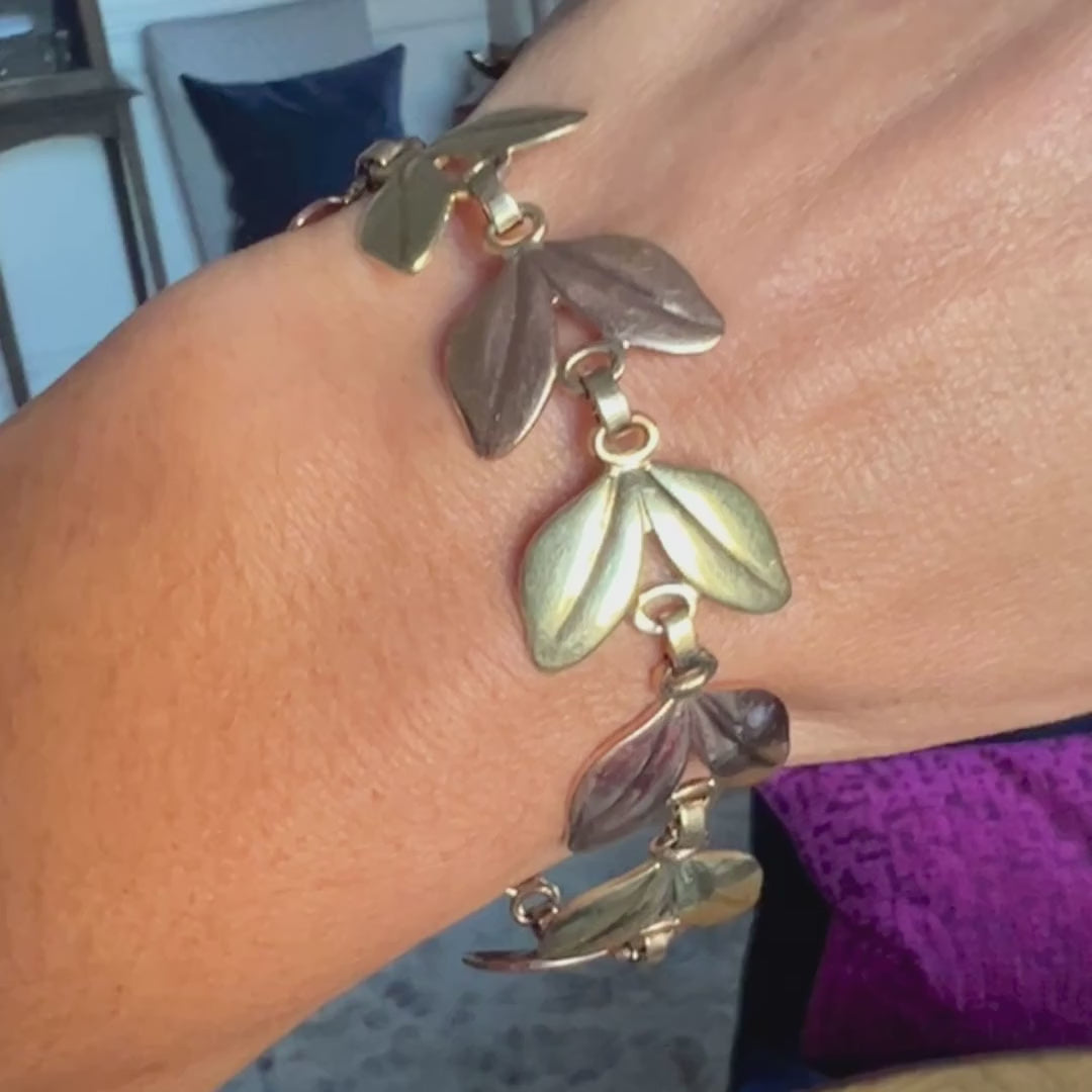 Vintage Tiffany & Co Two Toned Leaf Bracelet sold by Doyle and Doyle an antique and vintage jewelry boutique