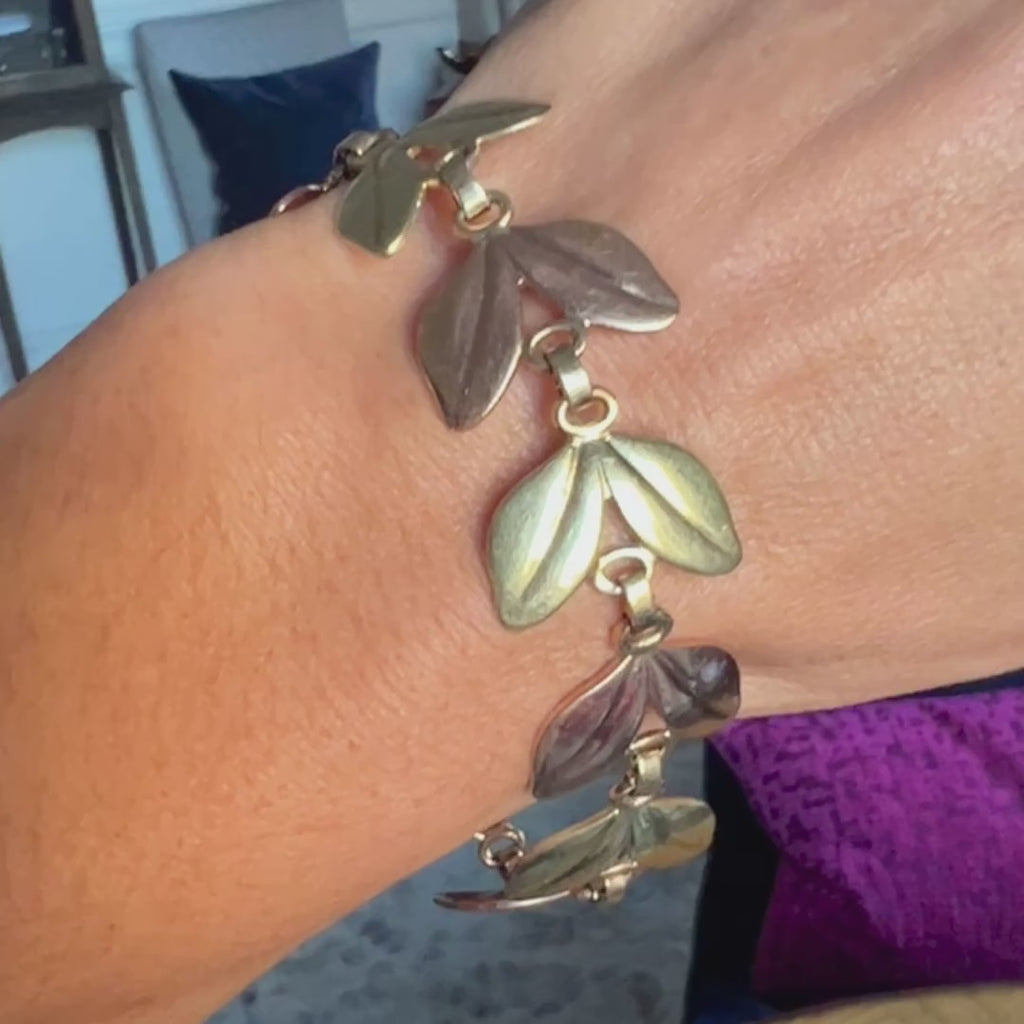 Vintage Tiffany & Co Two Toned Leaf Bracelet sold by Doyle and Doyle an antique and vintage jewelry boutique