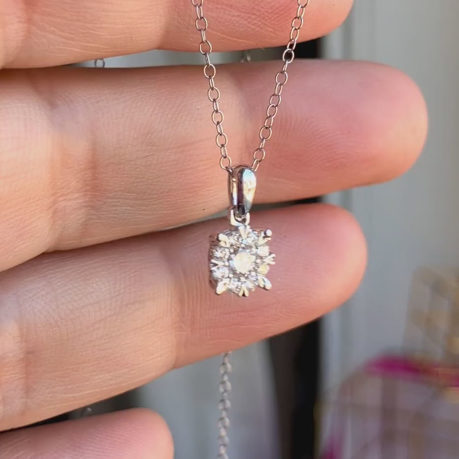 Diamond Cluster Pendant Necklace, sold by Doyle & Doyle antique and vintage jewelry boutique