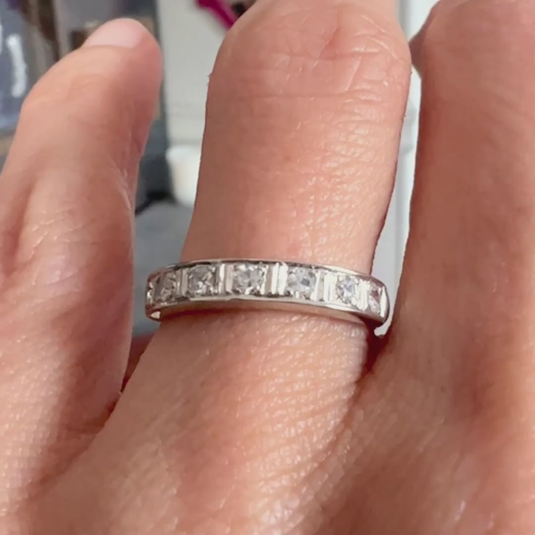 Vintage Diamond Wedding Band sold by Doyle and Doyle an antique and vintage jewelry boutique
