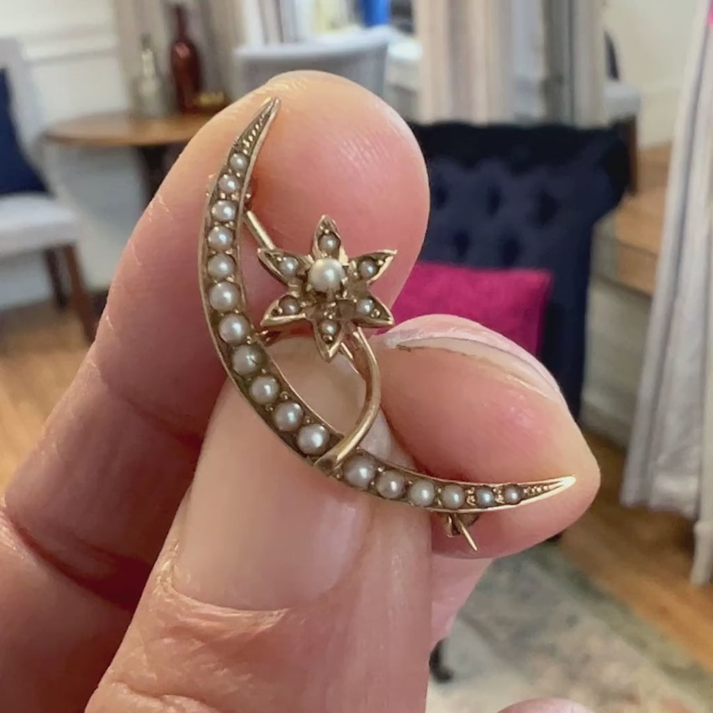 Antique Pearl Honeymoon Pin sold by Doyle and Doyle an antique and vintage jewelry boutique