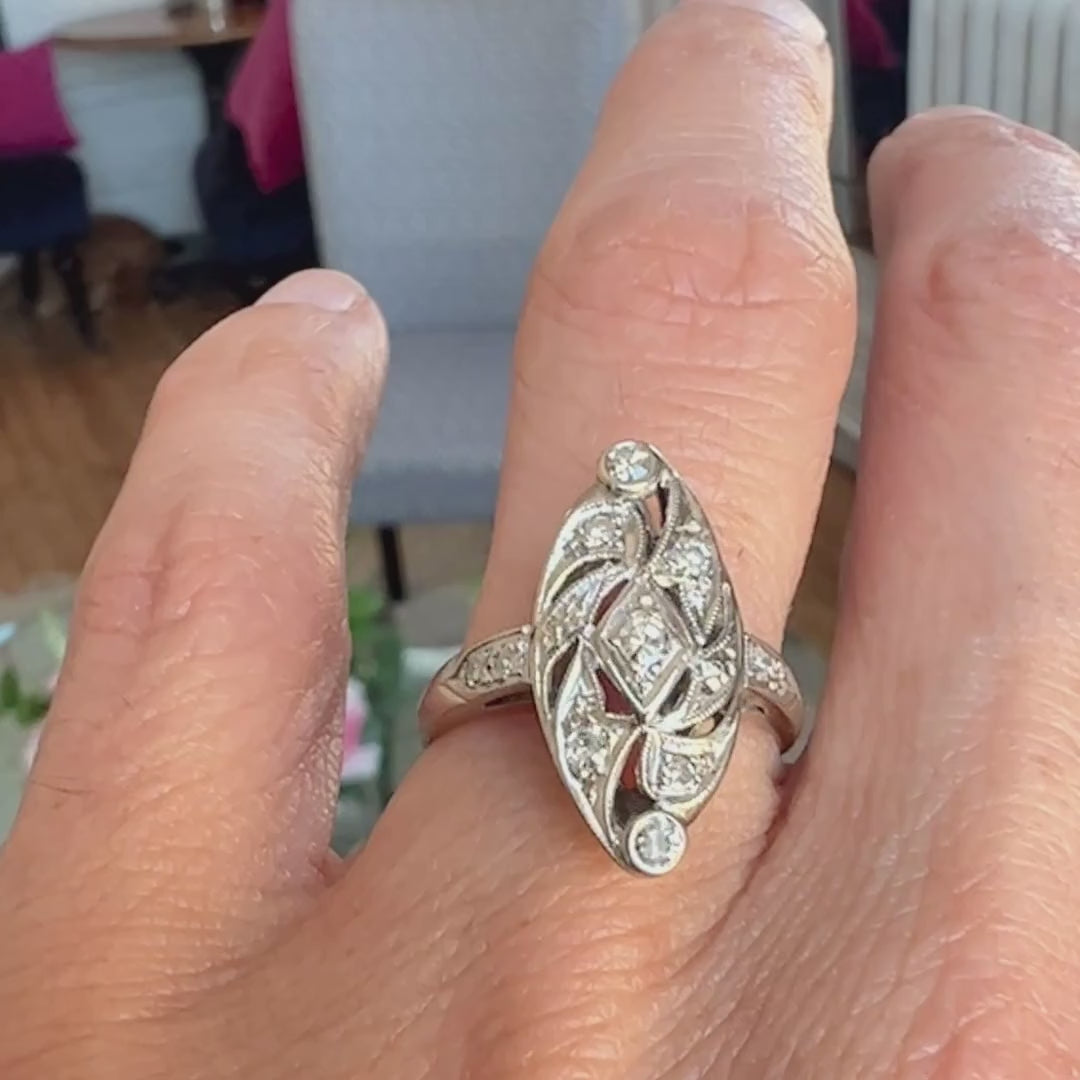 Vintage Diamond Dinner Ring sold by Doyle and Doyle an antique and vintage jewelry boutique