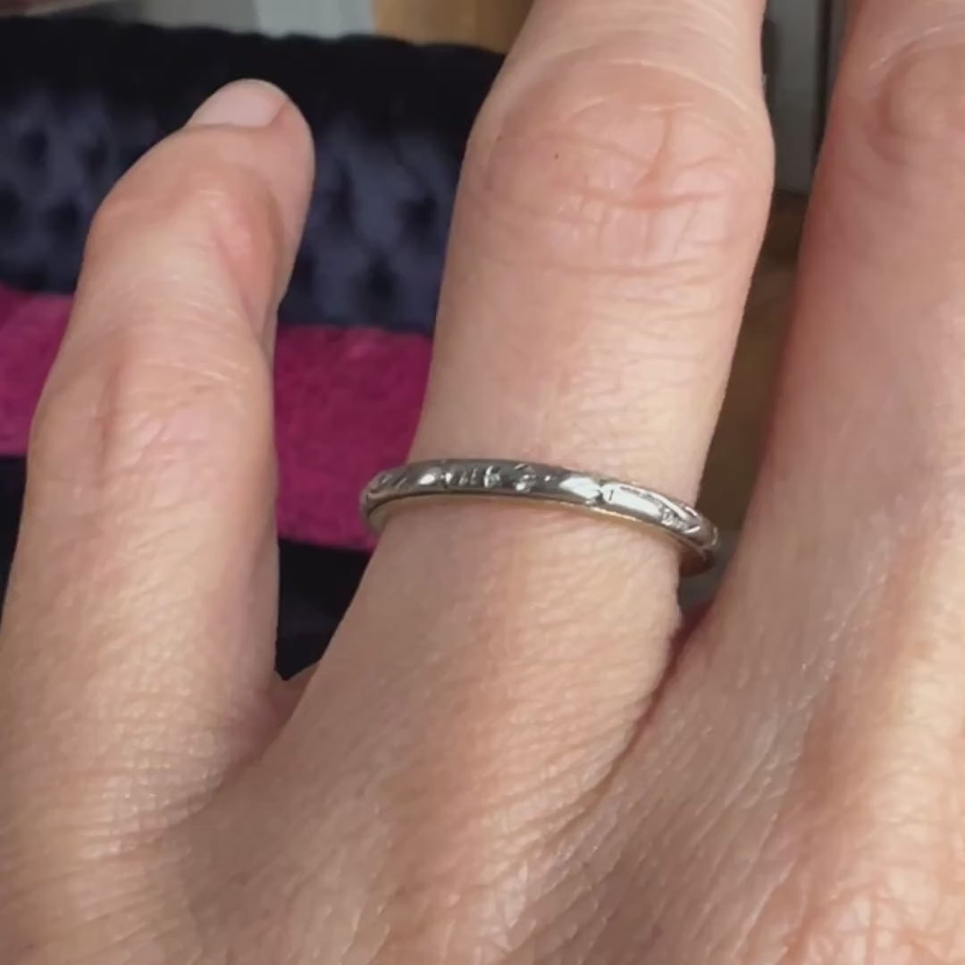 Vintage Patterned Wedding Band Ring, Size 6, sold by Doyle and Doyle an antique and vintage jewelry boutique