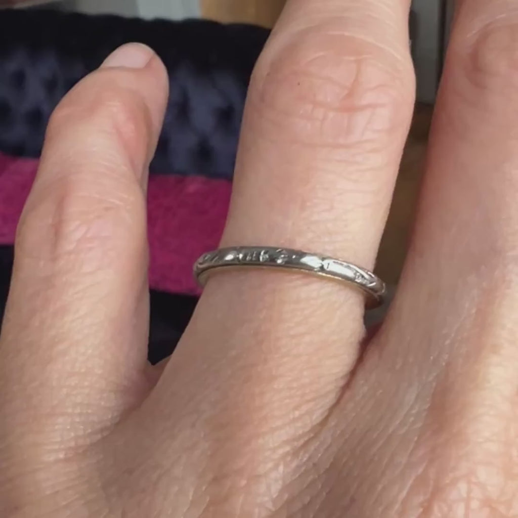 Vintage Patterned Wedding Band Ring, Size 6, sold by Doyle and Doyle an antique and vintage jewelry boutique
