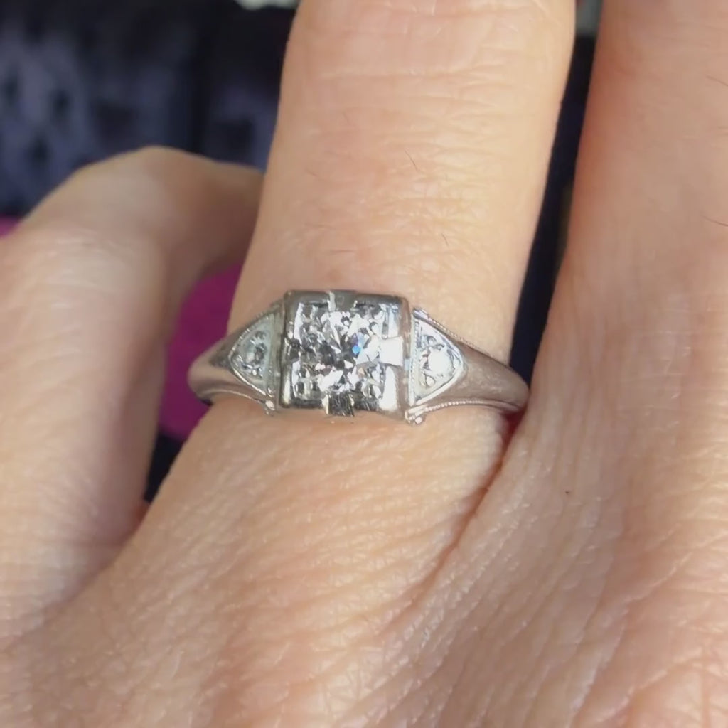 Art Deco Engagement Ring, RBC 0.20ct. sold by Doyle and Doyle an antique and vintage jewelry boutique