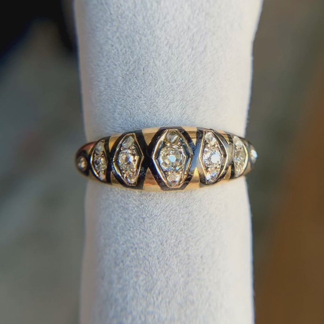 Victorian diamond and enamel band ring, from Doyle & Doyle antique and vintage jewelry