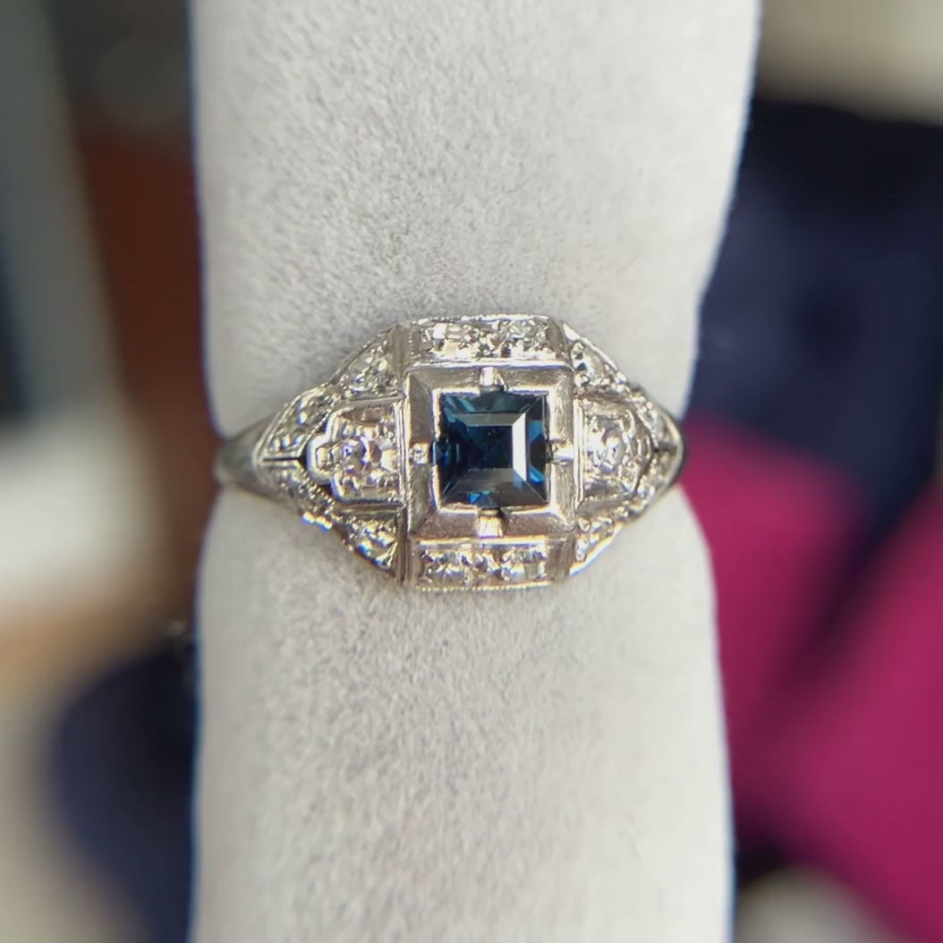 Art Deco Sapphire & Diamond Ring, from Doyle & Doyle antique and vintage jewelry boutique