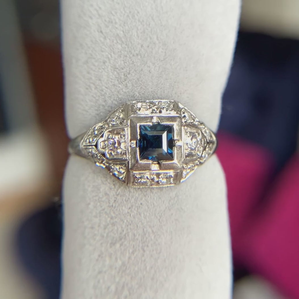 Art Deco Sapphire & Diamond Ring, from Doyle & Doyle antique and vintage jewelry boutique