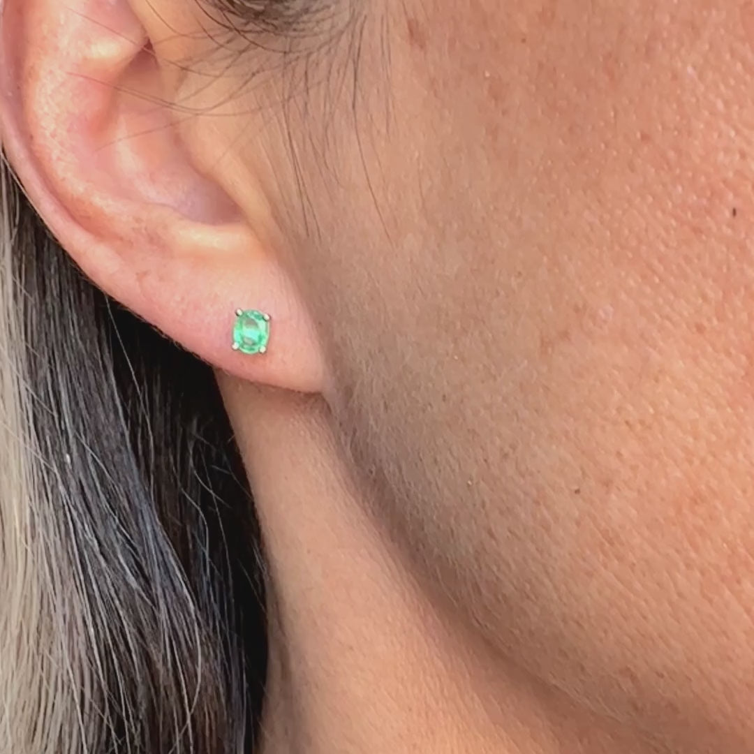 Oval Gemstone Stud Earrings sold by Doyle and Doyle an antique and vintage jewelry boutique