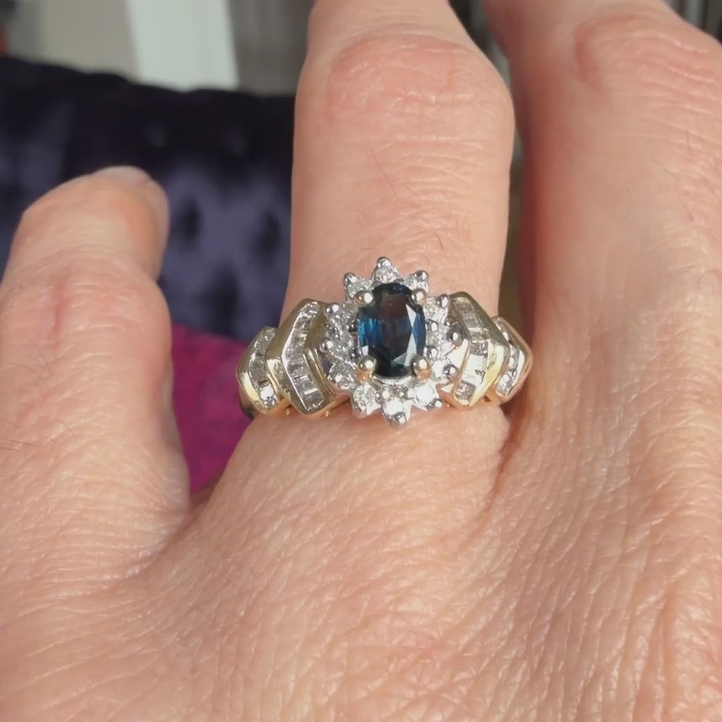 Vintage Sapphire & Diamond Ring sold by Doyle and Doyle an antique and vintage jewelry boutique