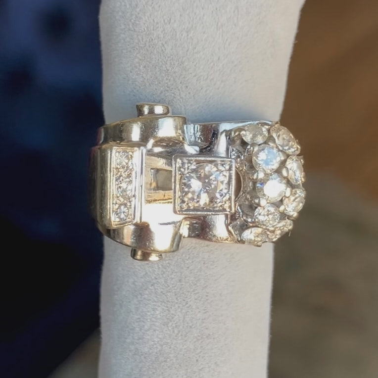 Vintage Retro Moderne Diamond Ring, from Doyle & Doyle antique and vintage jewelry boutique