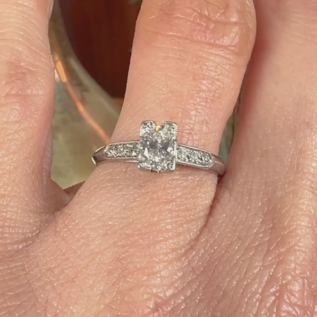 Vintage Engagement Ring, Oval 0.36ct. sold by Doyle and Doyle an antique and vintage jewelry boutique