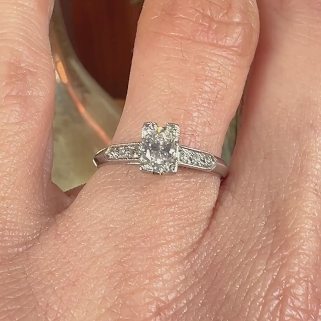 Vintage Engagement Ring, Oval 0.36ct. sold by Doyle and Doyle an antique and vintage jewelry boutique