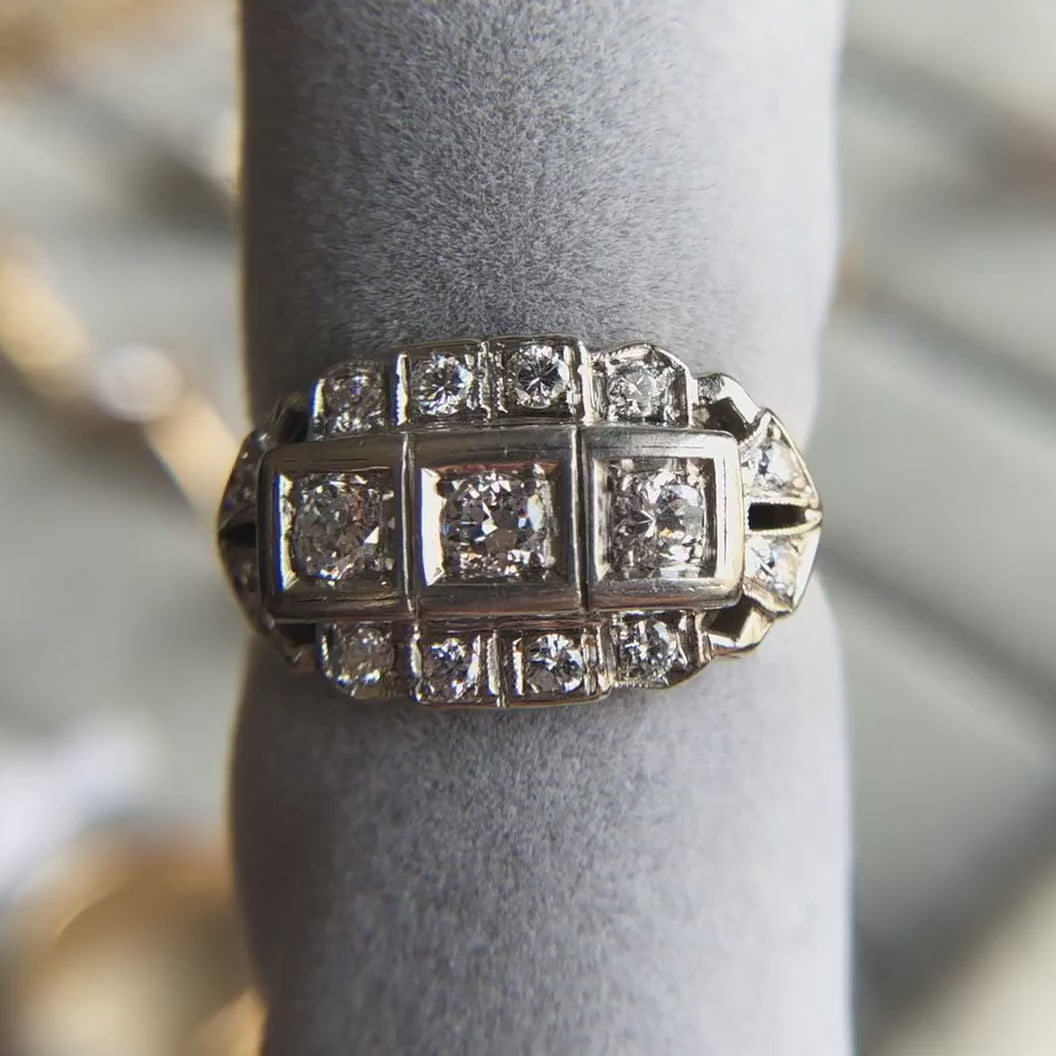 Art Deco Diamond Cluster Ring, from Doyle & Doyle antique and vintage jewelry boutique