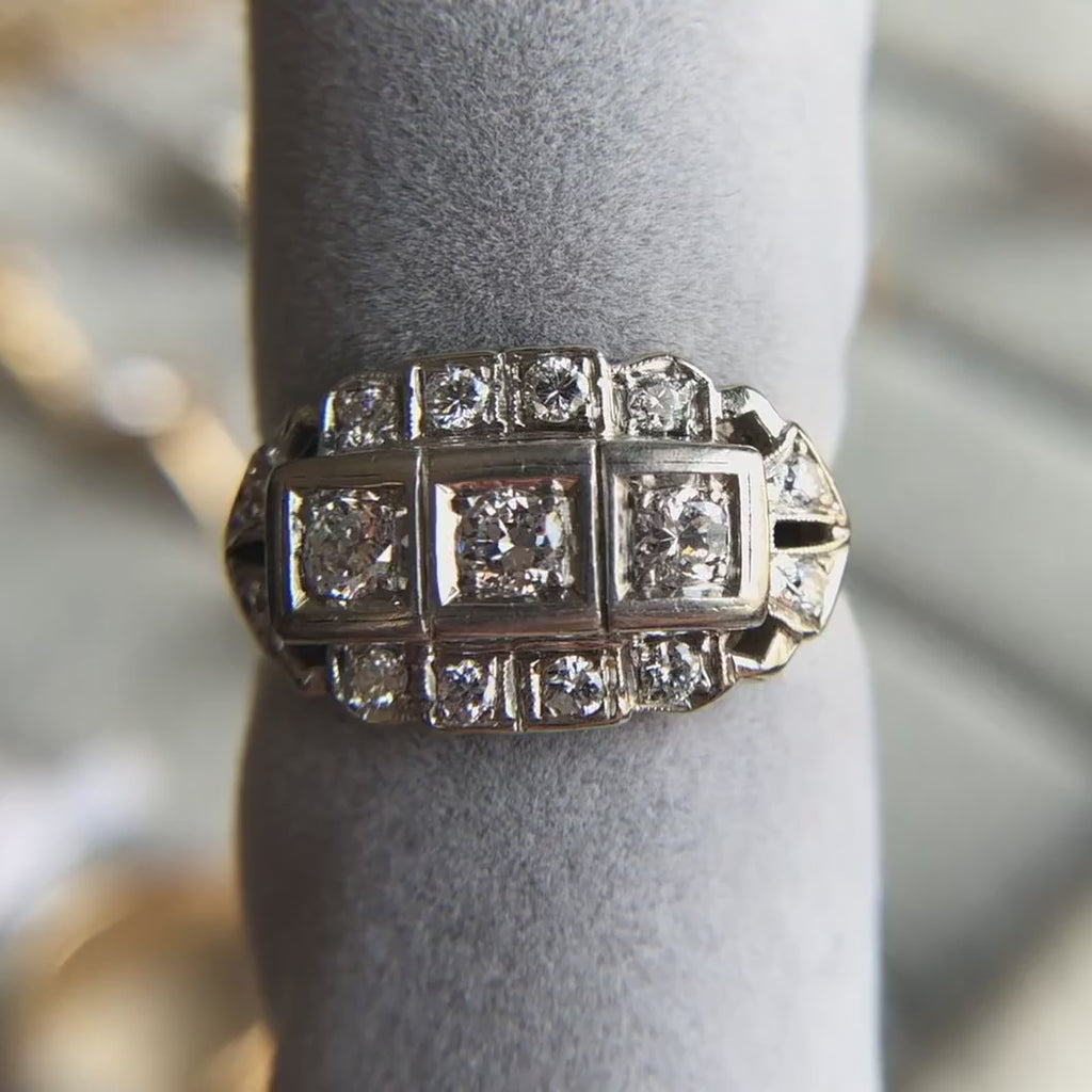 Art Deco Diamond Cluster Ring, from Doyle & Doyle antique and vintage jewelry boutique