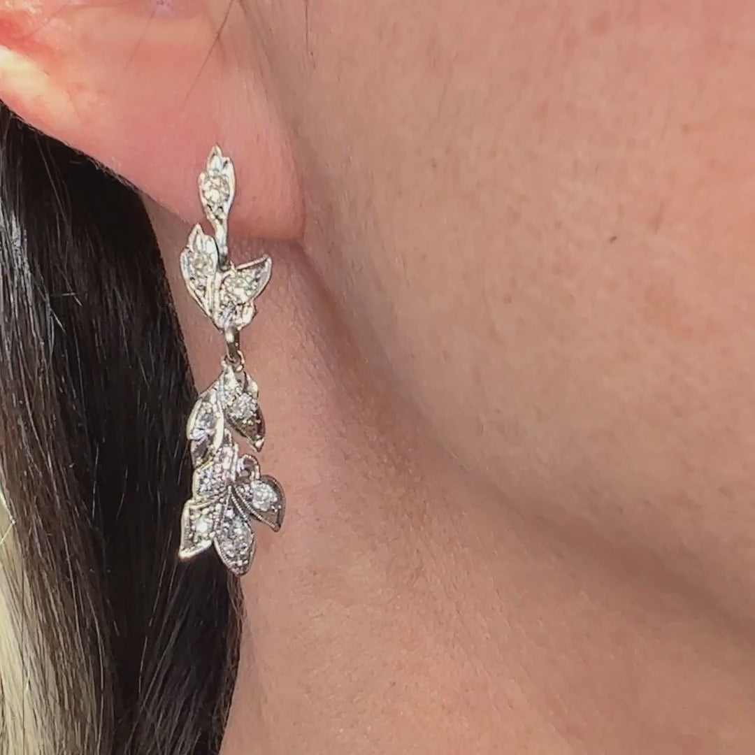 Vintage Diamond Drop Earrings sold by Doyle and Doyle an antique and vintage jewelry boutique