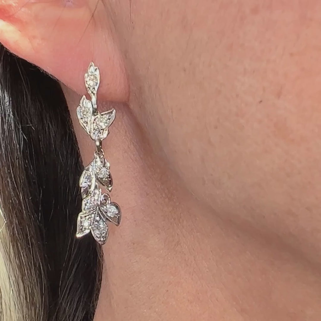 Vintage Diamond Drop Earrings sold by Doyle and Doyle an antique and vintage jewelry boutique