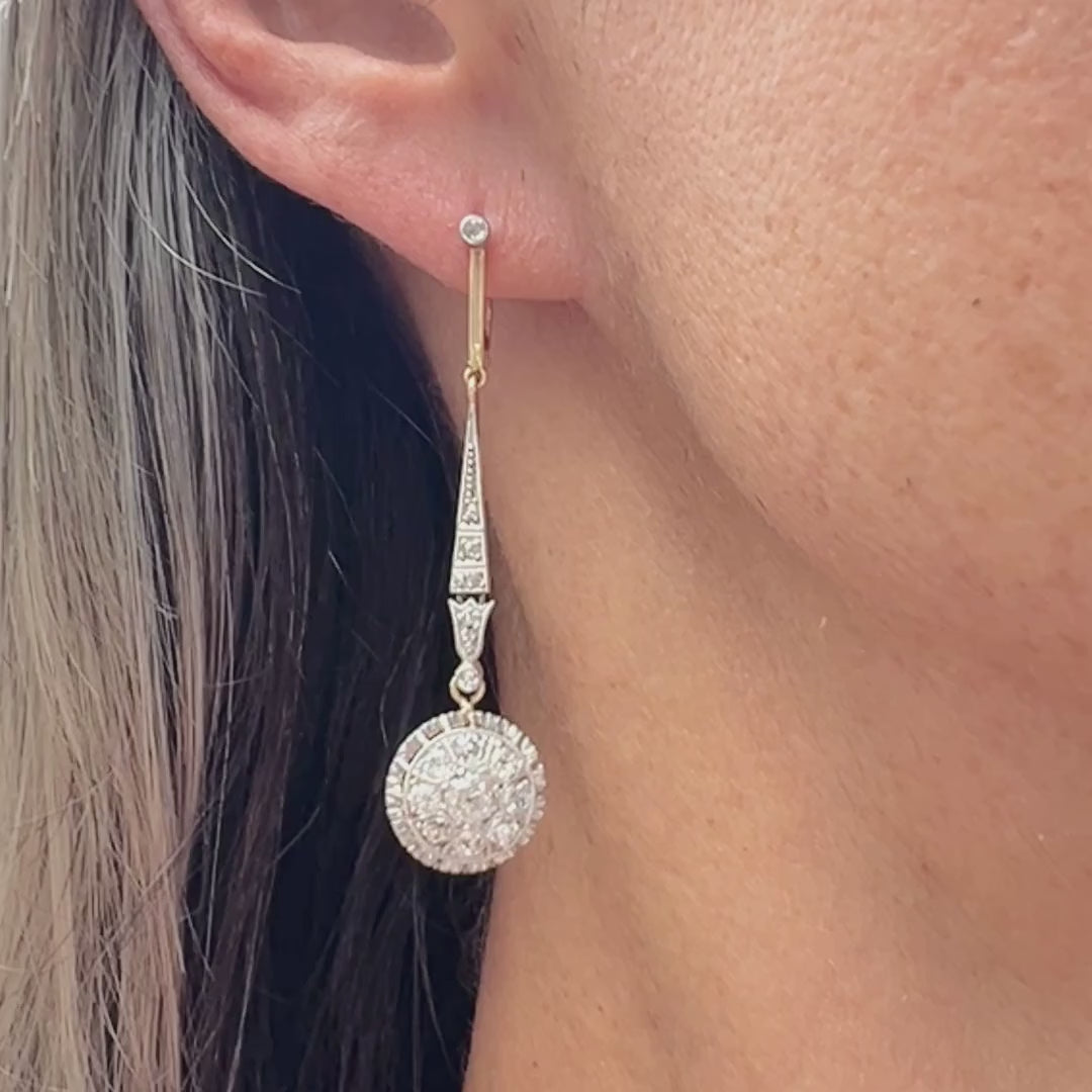 Art Deco Diamond Drop Earrings sold by Doyle and Doyle an antique and vintage jewelry boutique