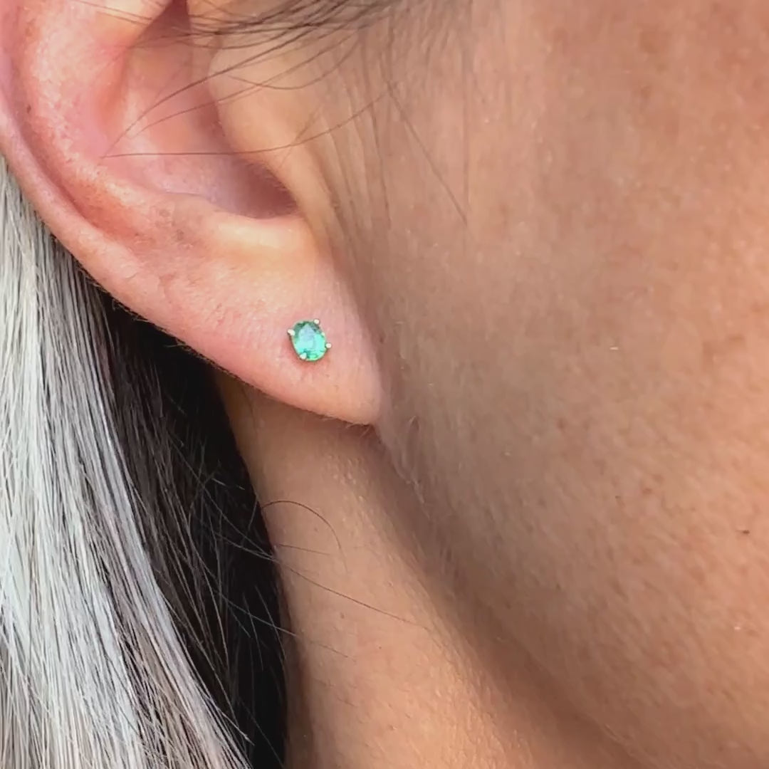 Oval Gemstone Stud Earrings sold by Doyle and Doyle an antique and vintage jewelry boutique