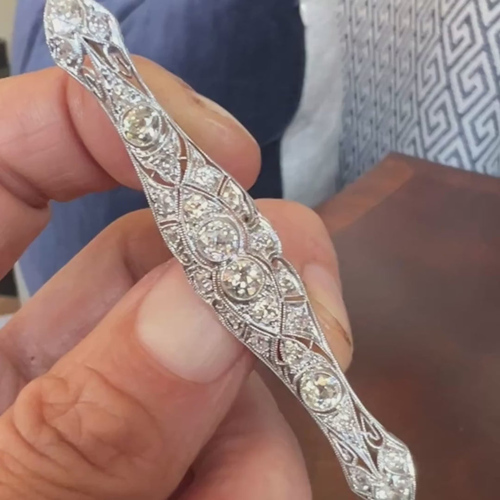 Art Deco Diamond Bar Pin sold by Doyle and Doyle an antique and vintage jewelry boutique