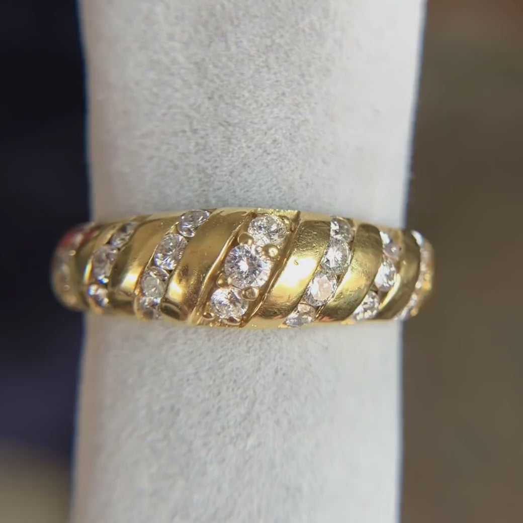Vintage Gold Diamond Stripe Band Ring, from Doyle & Doyle vintage and antique jewelry boutique