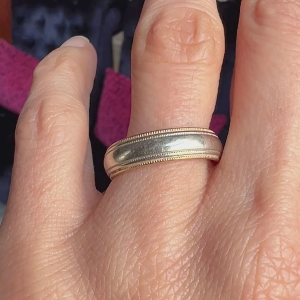 Vintage Millegrained Wedding Band Ring sold by Doyle and Doyle an antique and vintage jewelry boutique