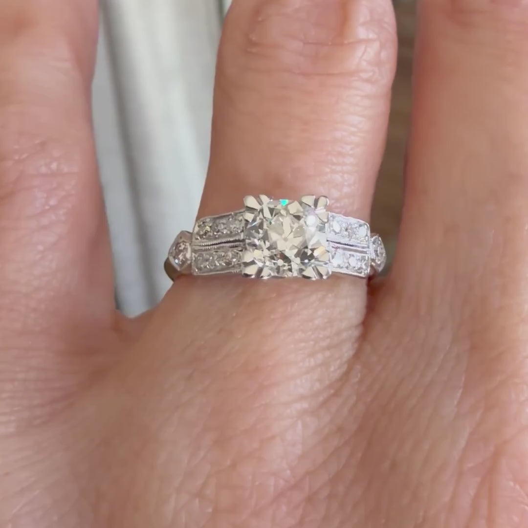 Art Deco Engagement Ring, Old Euro 1.01ct. sold by Doyle and Doyle an antique and vintage jewelry boutique
