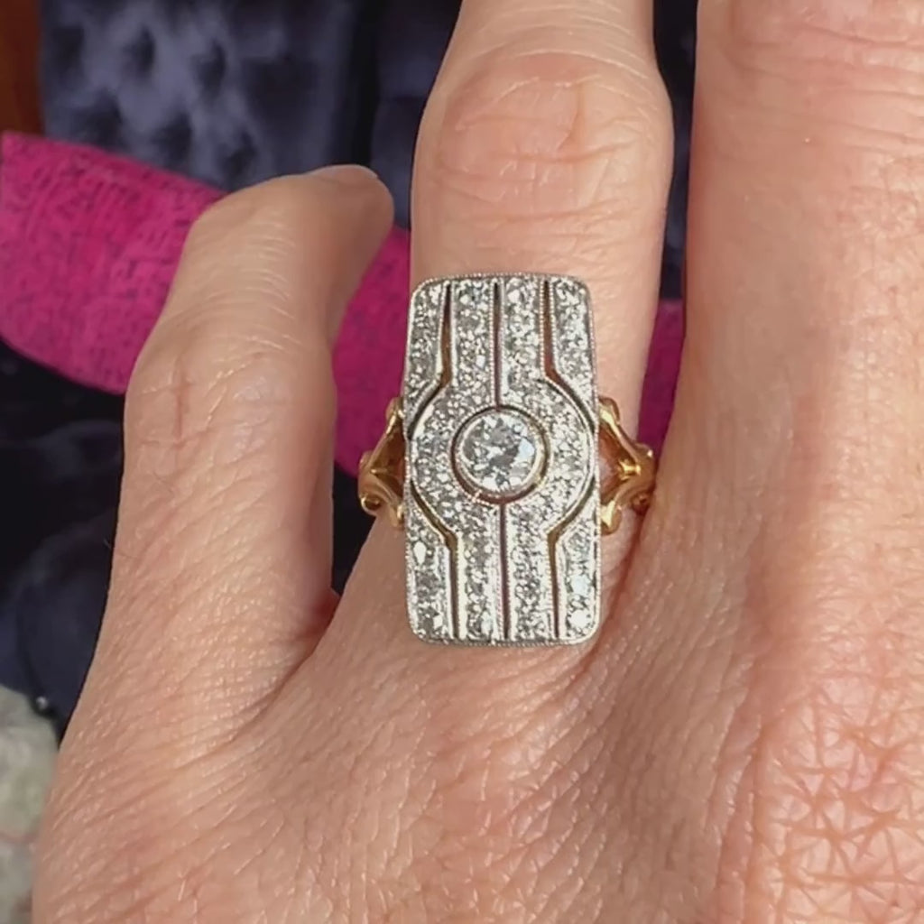 Art Deco Diamond Dinner Ring sold by Doyle and Doyle an antique and vintage jewelry boutique