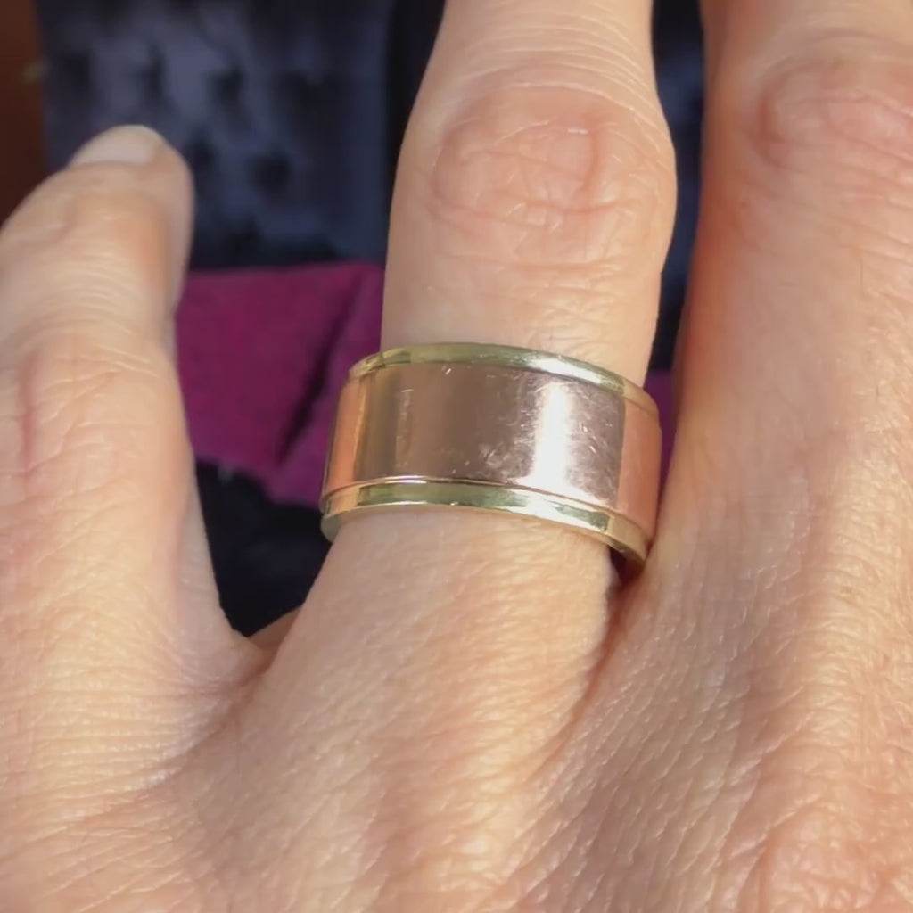 Vintage Wide Two-Toned Gold Band Ring, sold by Doyle & Doyle antique and vintage jewelry boutique