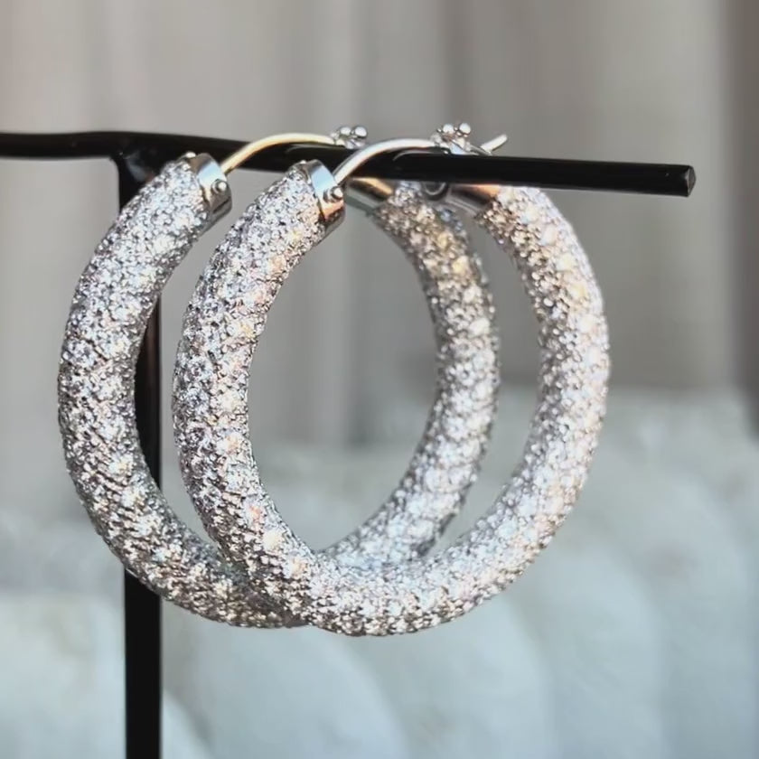 Pavé Diamond Hoop Earrings, from Doyle & Doyle antique and vintage jewelry boutique