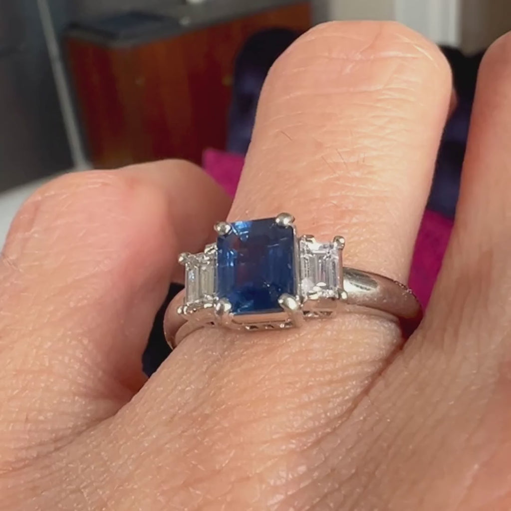 Estate Sapphire 1.08ct & Diamond Ring sold by Doyle and Doyle an antique and vintage jewelry boutique