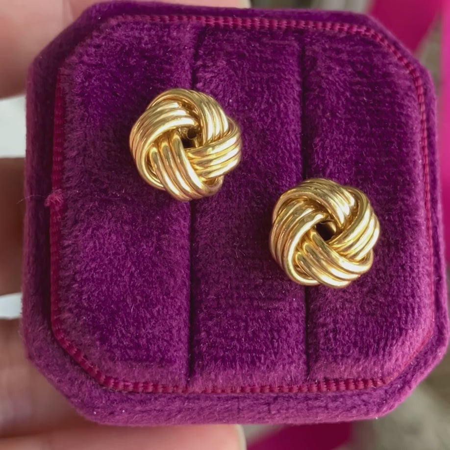 Vintage Gold Knot Stud Earrings, from Doyle & Doyle antique and vintage jewelry boutique