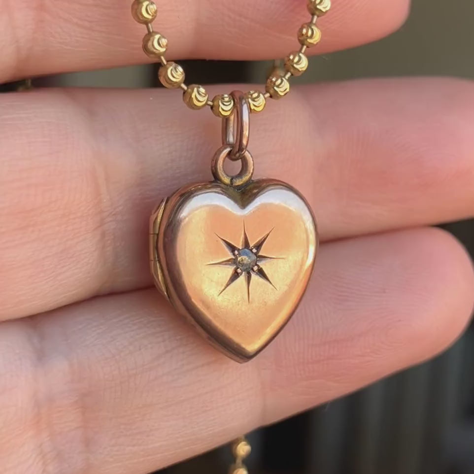 Victorian Diamond Gold Heart Locket, sold by Doyle & Doyle antique and vintage jewelry boutique