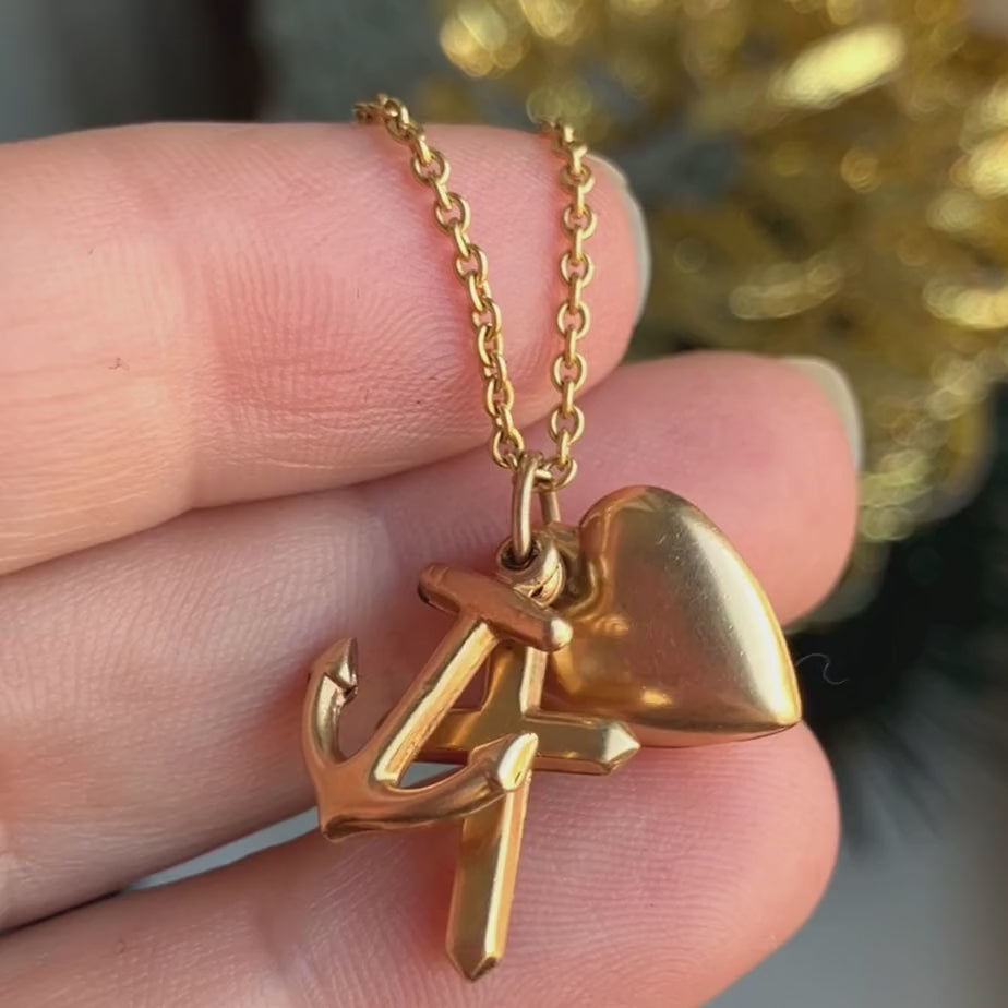 Vintage Gold Hope, Faith & Charity Charm Pendant, from Doyle & Doyle antique and vintage jewelry boutique