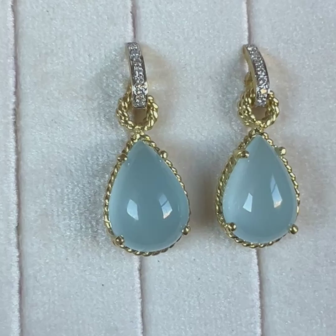 Vintage Aquamarine & Diamond Drop Earrings, sold by Doyle & Doyle an antique and vintage jewelry boutique