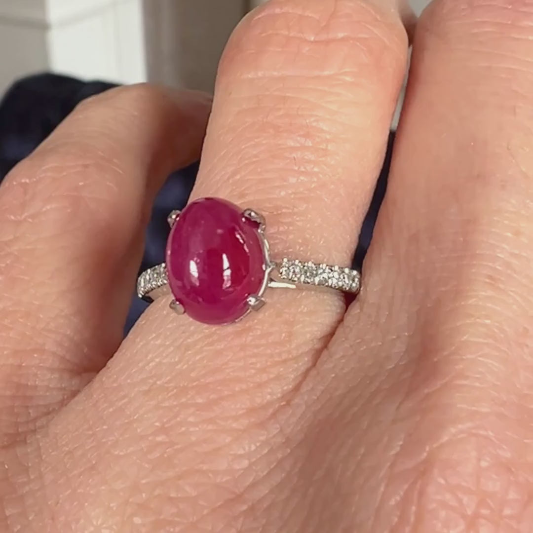 Vintage Ruby Cabochon Ring sold by Doyle and Doyle an antique and vintage jewelry boutique