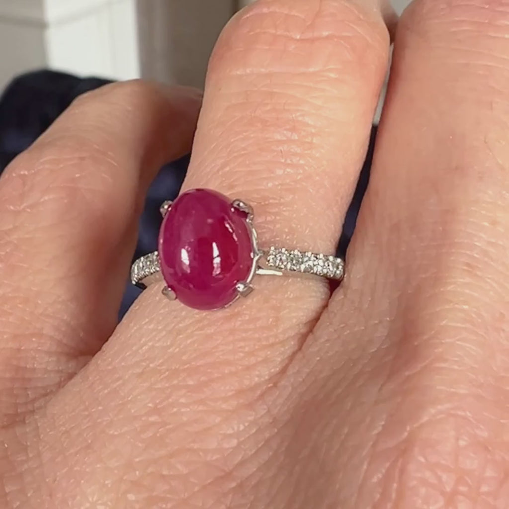Vintage Ruby Cabochon Ring sold by Doyle and Doyle an antique and vintage jewelry boutique