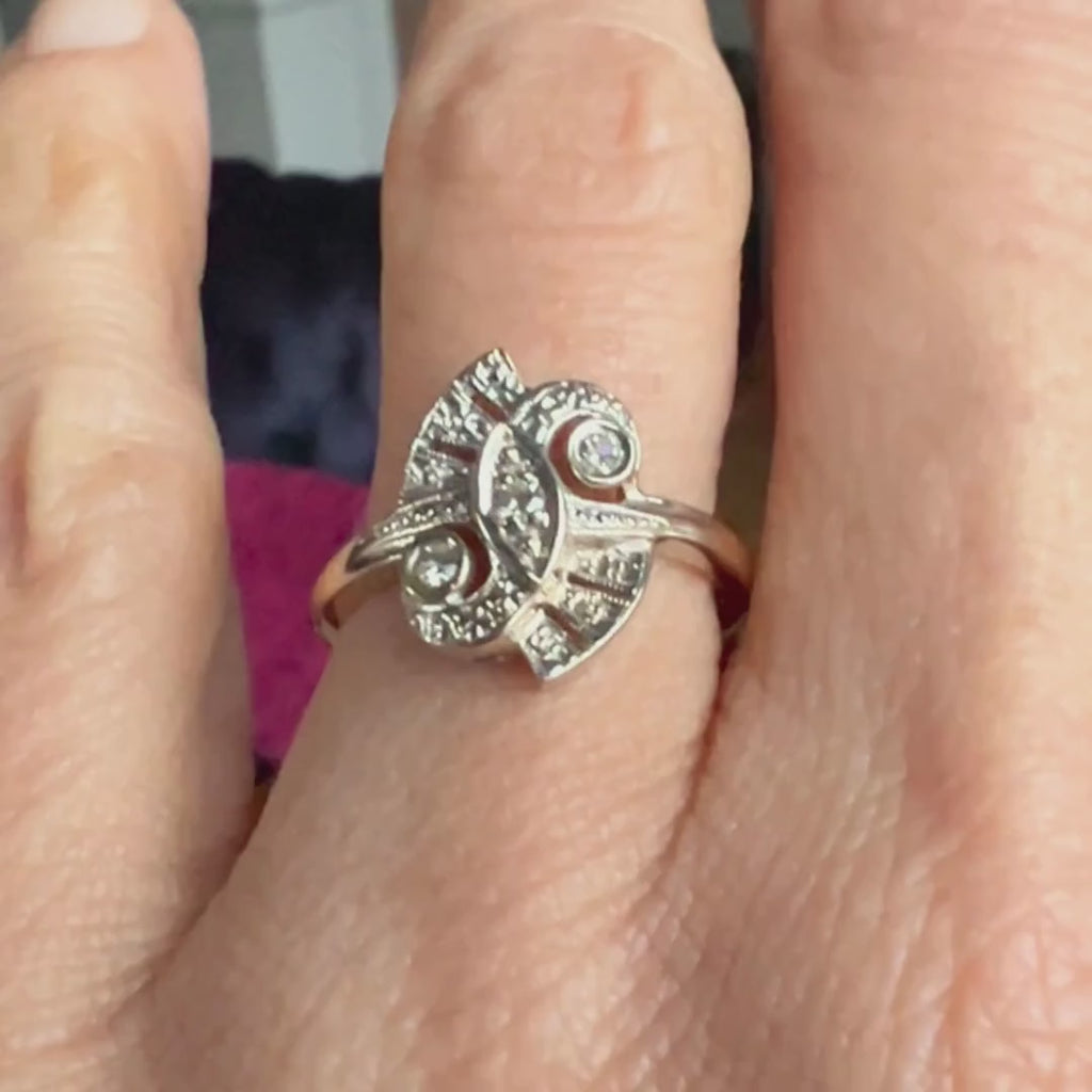Vintage Diamond Cluster Ring sold by Doyle and Doyle an antique and vintage jewelry boutique
