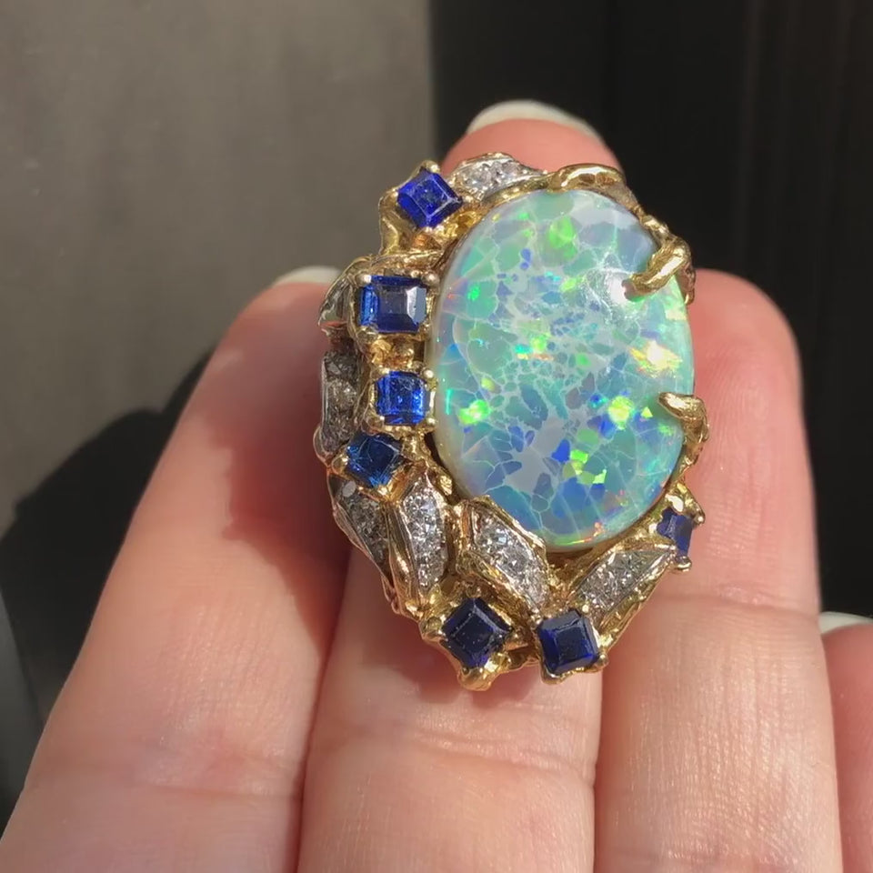 Georgian Jewelry | The Three Graces | Antique Opal Diamond Ring